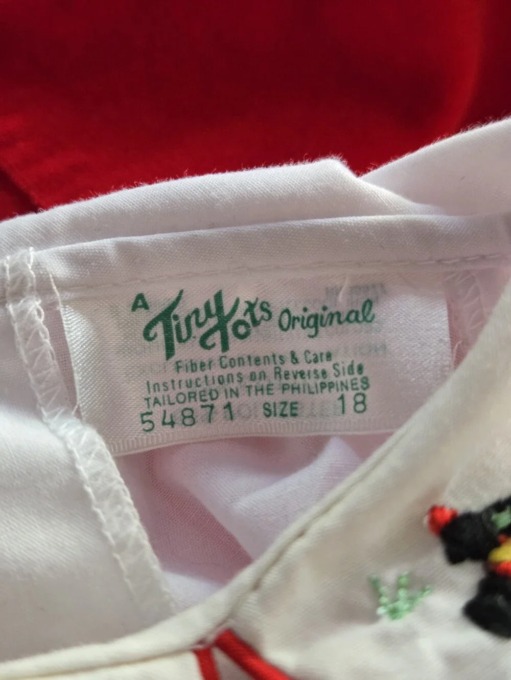 Vintage Baby 2Pc Set Red Velvet Romper Scotty Dog Embroidered Shirt 12-18M